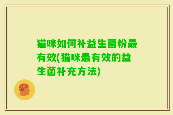 猫咪如何补益生菌粉有效(猫咪有效的益生菌补充方法) 猫咪如何补益生菌粉有效(猫咪有效的益生菌补充方法)