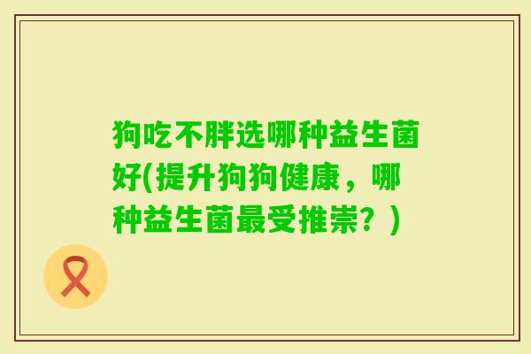 狗吃不胖选哪种益生菌好(提升狗狗健康,哪种益生菌受推崇?) 狗吃不胖选哪种益生菌好(提升狗狗健康,哪种益生菌受推崇?)