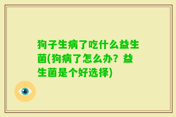 狗子生了吃什么益生菌(狗了怎么办?益生菌是个好选择) 狗子生了吃什么益生菌(狗了怎么办?益生菌是个好选择)