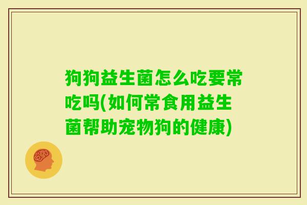 狗狗益生菌怎么吃要常吃吗(如何常食用益生菌帮助宠物狗的健康)