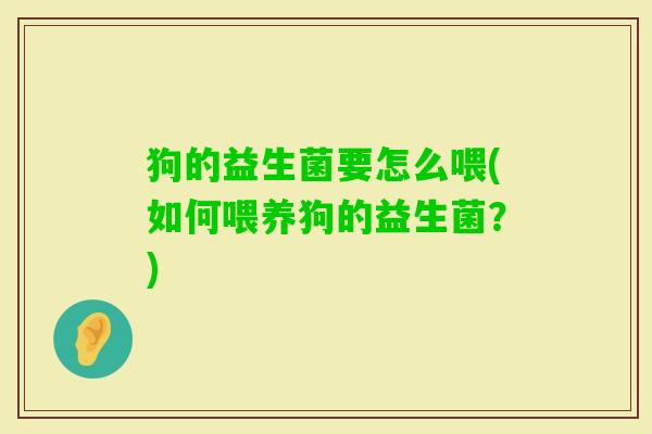 狗的益生菌要怎么喂(如何喂养狗的益生菌？)