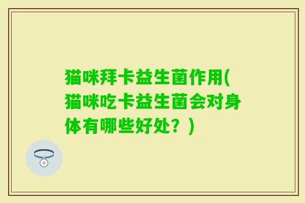猫咪拜卡益生菌作用(猫咪吃卡益生菌会对身体有哪些好处?) 猫咪拜卡益生菌作用(猫咪吃卡益生菌会对身体有哪些好处?)