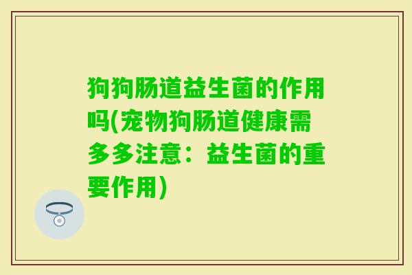 狗狗肠道益生菌的作用吗(宠物狗肠道健康需多多注意:益生菌的重要作用) 狗狗肠道益生菌的作用吗(宠物狗肠道健康需多多注意:益生菌的重要作用)