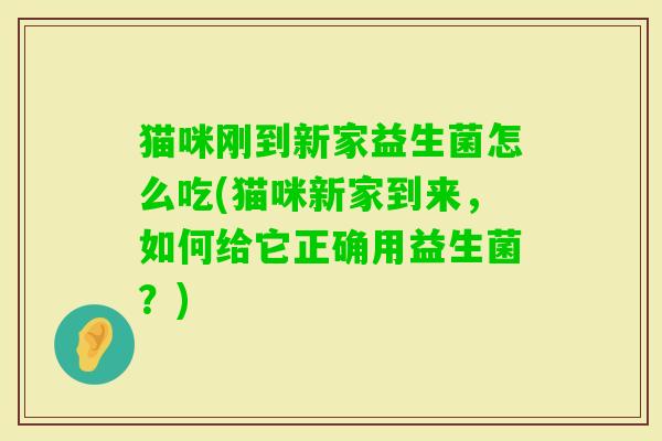 猫咪刚到新家益生菌怎么吃(猫咪新家到来,如何给它正确用益生菌?) 猫咪刚到新家益生菌怎么吃(猫咪新家到来,如何给它正确用益生菌?)