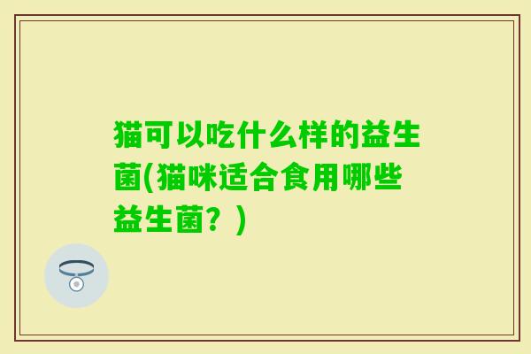 猫可以吃什么样的益生菌(猫咪适合食用哪些益生菌？)