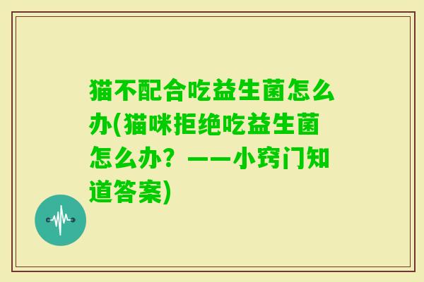 猫不配合吃益生菌怎么办(猫咪拒绝吃益生菌怎么办?——小窍门知道答案) 猫不配合吃益生菌怎么办(猫咪拒绝吃益生菌怎么办?——小窍门知道答案)