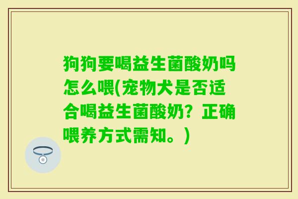 狗狗要喝益生菌酸奶吗怎么喂(宠物犬是否适合喝益生菌酸奶?正确喂养方式需知。) 狗狗要喝益生菌酸奶吗怎么喂(宠物犬是否适合喝益生菌酸奶?正确喂养方式需知。)