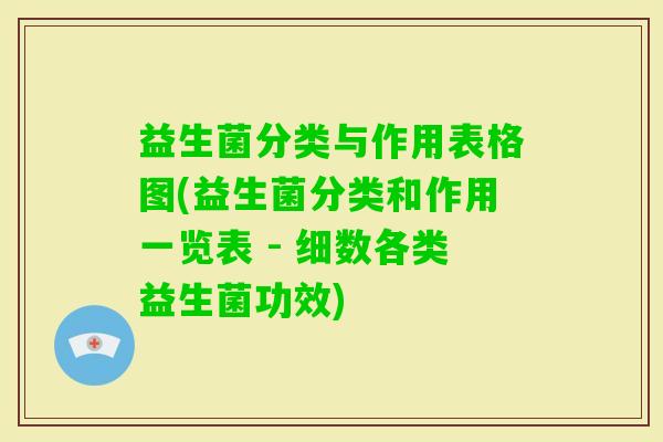 益生菌分类与作用表格图(益生菌分类和作用一览表 - 细数各类益生菌功效) 益生菌分类与作用表格图(益生菌分类和作用一览表 - 细数各类益生菌功效)
