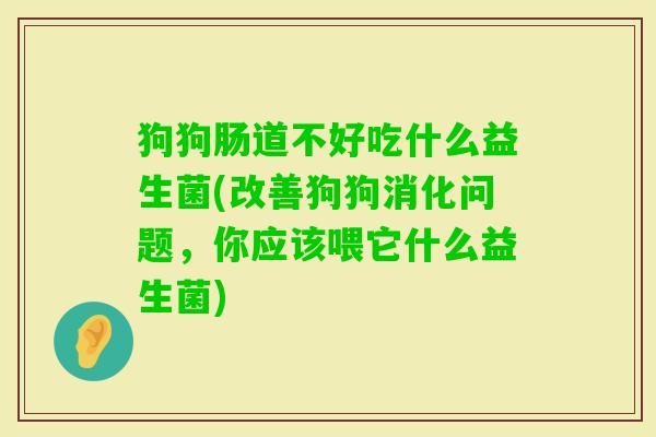 狗狗肠道不好吃什么益生菌(改善狗狗消化问题,你应该喂它什么益生菌) 狗狗肠道不好吃什么益生菌(改善狗狗消化问题,你应该喂它什么益生菌)