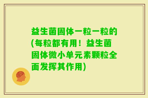 益生菌固体一粒一粒的(每粒都有用！益生菌固体微小单元素颗粒全面发挥其作用)