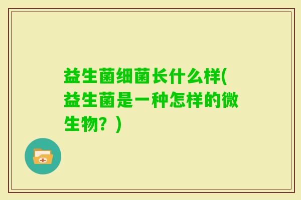 益生菌长什么样(益生菌是一种怎样的微生物?) 益生菌长什么样(益生菌是一种怎样的微生物?)