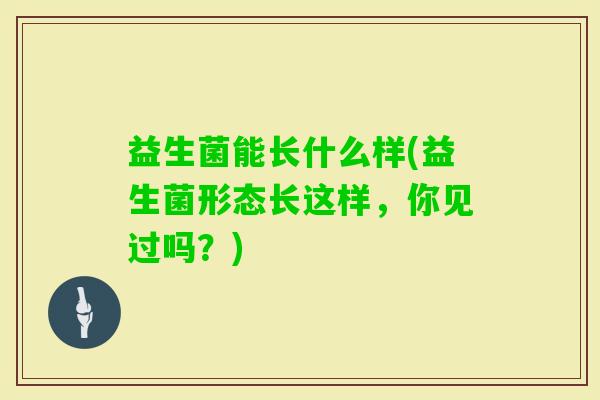 益生菌能长什么样(益生菌形态长这样,你见过吗?) 益生菌能长什么样(益生菌形态长这样,你见过吗?)