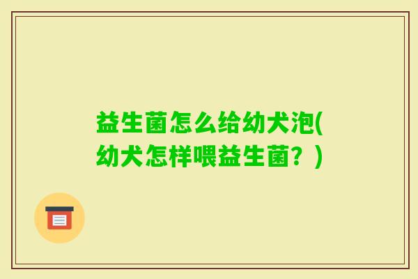 益生菌怎么给幼犬泡(幼犬怎样喂益生菌？)