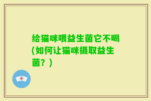 给猫咪喂益生菌它不喝(如何让猫咪摄取益生菌？)