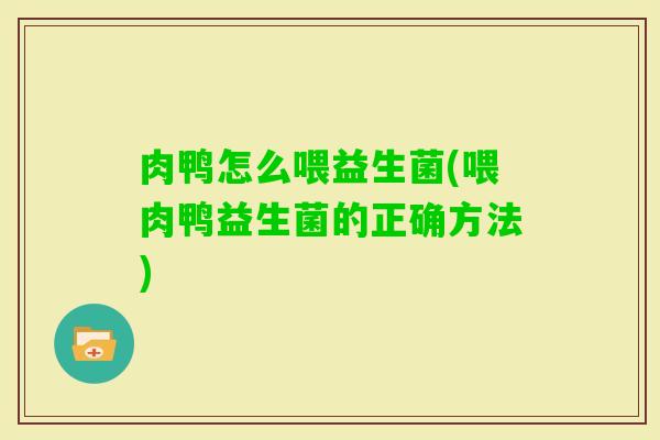 肉鸭怎么喂益生菌(喂肉鸭益生菌的正确方法)