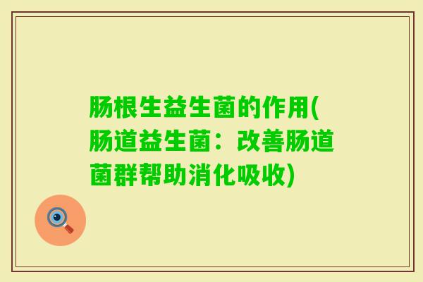 肠根生益生菌的作用(肠道益生菌：改善肠道菌群帮助消化吸收)