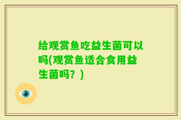 给观赏鱼吃益生菌可以吗(观赏鱼适合食用益生菌吗？)