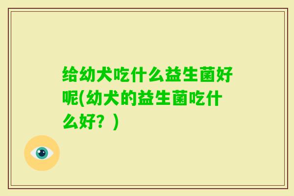 给幼犬吃什么益生菌好呢(幼犬的益生菌吃什么好？)