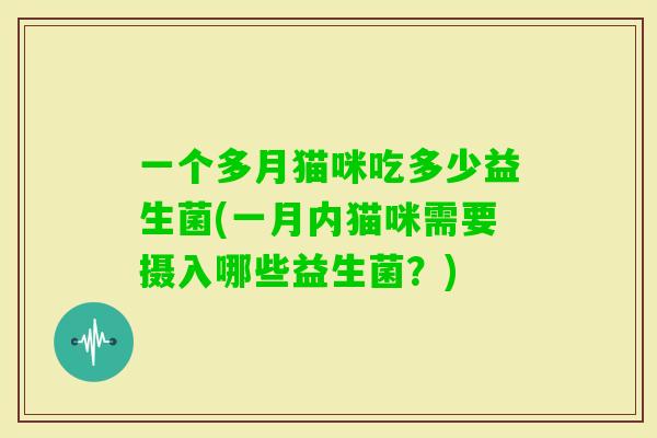 一个多月猫咪吃多少益生菌(一月内猫咪需要摄入哪些益生菌？)