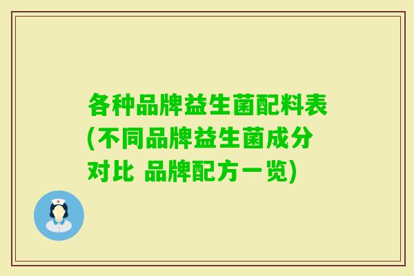 各种品牌益生菌配料表(不同品牌益生菌成分对比 品牌配方一览)