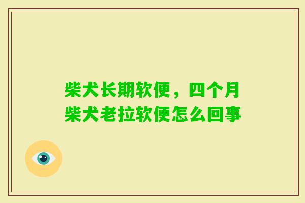 柴犬长期软便，四个月柴犬老拉软便怎么回事