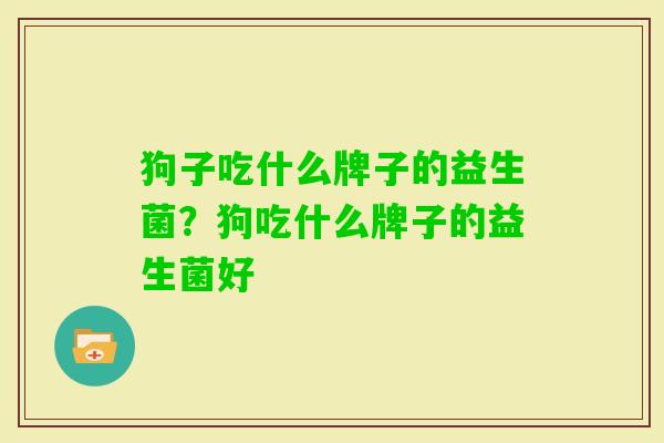 狗子吃什么牌子的益生菌?狗吃什么牌子的益生菌好 狗子吃什么牌子的益生菌?狗吃什么牌子的益生菌好