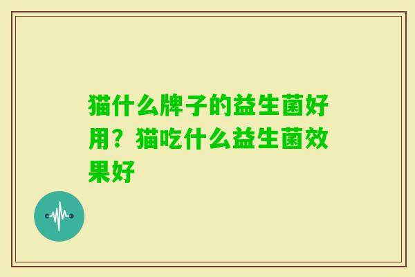 猫什么牌子的益生菌好用？猫吃什么益生菌效果好