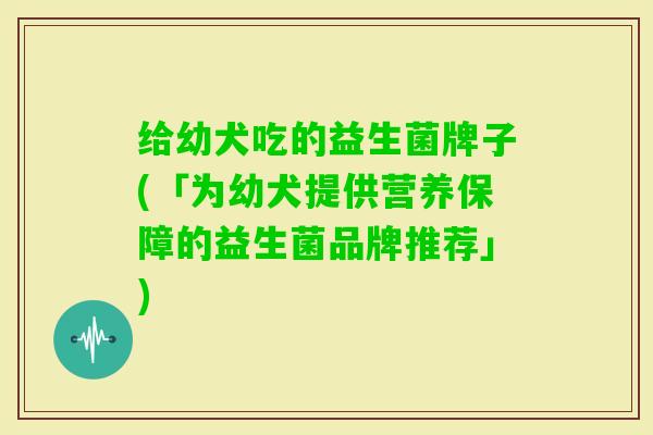 给幼犬吃的益生菌牌子(「为幼犬提供营养保障的益生菌品牌推荐」)