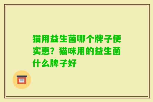 猫用益生菌哪个牌子便实惠？猫咪用的益生菌什么牌子好