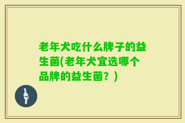 老年犬吃什么牌子的益生菌(老年犬宜选哪个品牌的益生菌?) 老年犬吃什么牌子的益生菌(老年犬宜选哪个品牌的益生菌?)