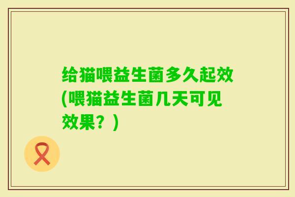 给猫喂益生菌多久起效(喂猫益生菌几天可见效果？)