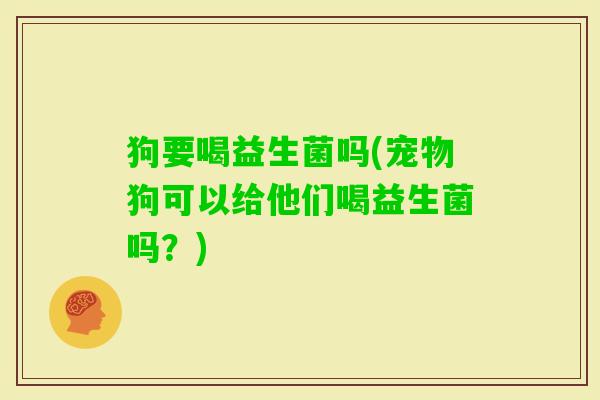 狗要喝益生菌吗(宠物狗可以给他们喝益生菌吗？)