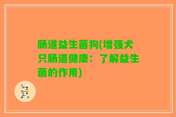 肠道益生菌狗(增强犬只肠道健康：了解益生菌的作用)