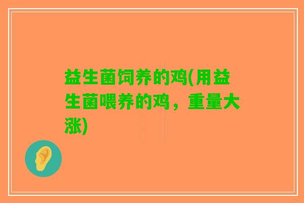 益生菌饲养的鸡(用益生菌喂养的鸡，重量大涨)
