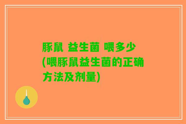 豚鼠 益生菌 喂多少(喂豚鼠益生菌的正确方法及剂量)