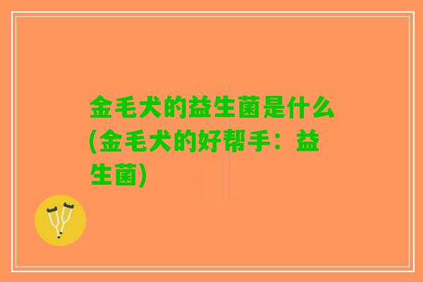 金毛犬的益生菌是什么(金毛犬的好帮手：益生菌)