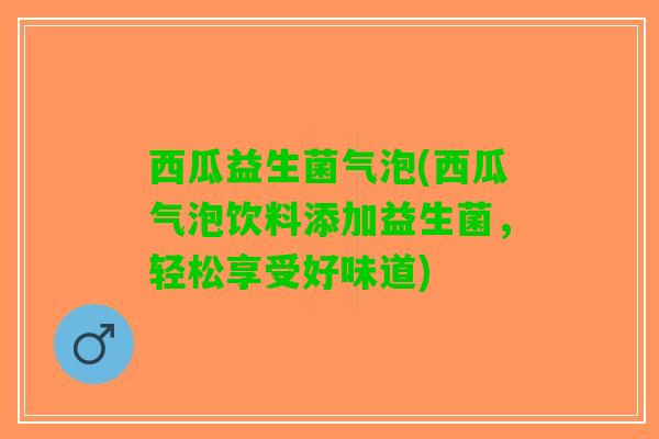西瓜益生菌气泡(西瓜气泡饮料添加益生菌，轻松享受好味道)