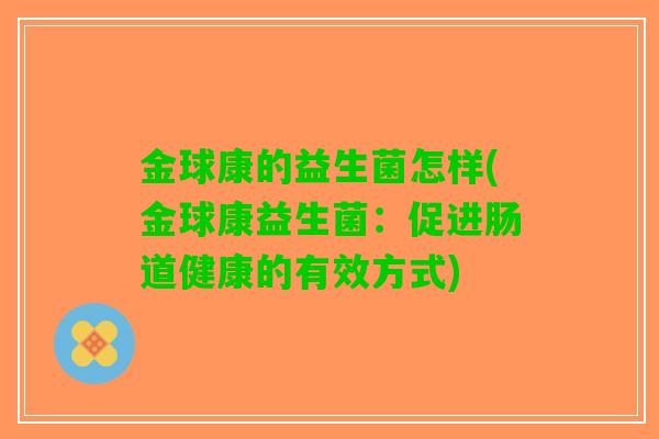 金球康的益生菌怎样(金球康益生菌：促进肠道健康的有效方式)