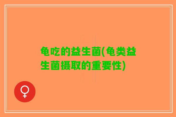 龟吃的益生菌(龟类益生菌摄取的重要性)