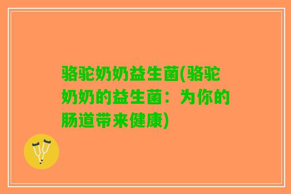 骆驼奶奶益生菌(骆驼奶奶的益生菌：为你的肠道带来健康)