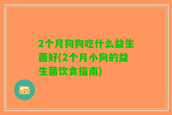 2个月狗狗吃什么益生菌好(2个月小狗的益生菌饮食指南)