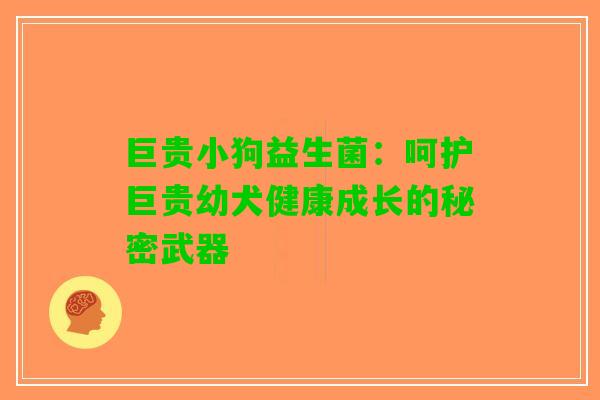 巨贵小狗益生菌：呵护巨贵幼犬健康成长的秘密武器