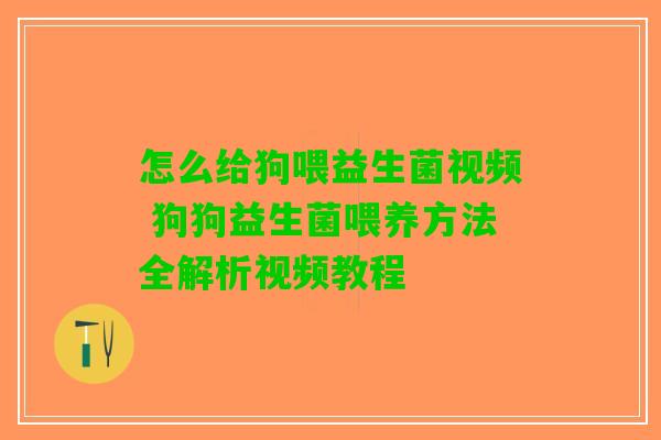 怎么给狗喂益生菌视频 狗狗益生菌喂养方法全解析视频教程