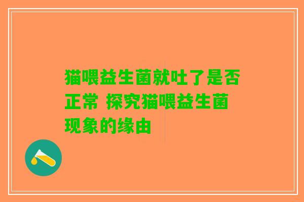 猫喂益生菌就吐了是否正常 探究猫喂益生菌现象的缘由
