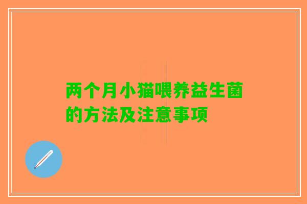 两个月小猫喂养益生菌的方法及注意事项