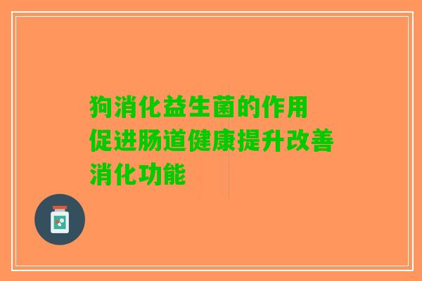 狗消化益生菌的作用 促进肠道健康提升改善消化功能