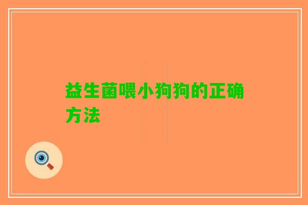 益生菌喂小狗狗的正确方法