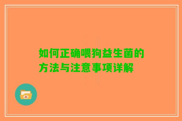 如何正确喂狗益生菌的方法与注意事项详解