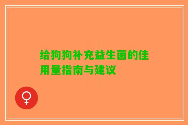 给狗狗补充益生菌的佳用量指南与建议 给狗狗补充益生菌的佳用量指南与建议
