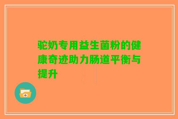 驼奶专用益生菌粉的健康奇迹助力肠道平衡与提升
